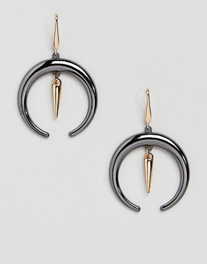 Steve Madden Gold Crescent Fish Hook Earrings - Silver