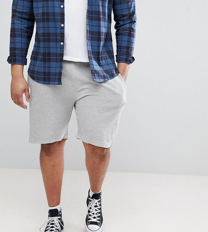 Duke Plus Shorts In Textured Light Gray Marl Fleece - Gray