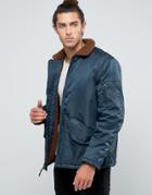 Brixton Colstrip Bomber Jacket With Sherpa Lining - Navy