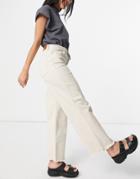Object Cotton Wide Leg Jean In Cream-white