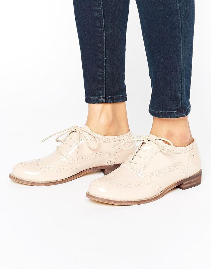 London Rebel Nude Brogue Shoe - Beige