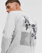 Reclaimed Vintage Natural History Museum Flower Geo Print Long Sleeve T-shirt-gray