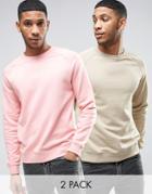 Asos Sweatshirt 2 Pack Pink/ Beige Save - Multi