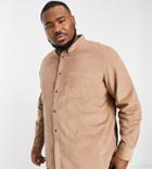 French Connection Plus Long Sleeve Corduroy Shirt In Camel-neutral