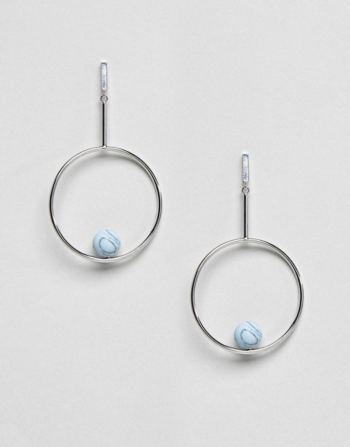 Asos Marble Effect Ball And Open Circle Earrings - Silver