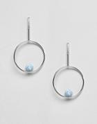 Asos Marble Effect Ball And Open Circle Earrings - Silver
