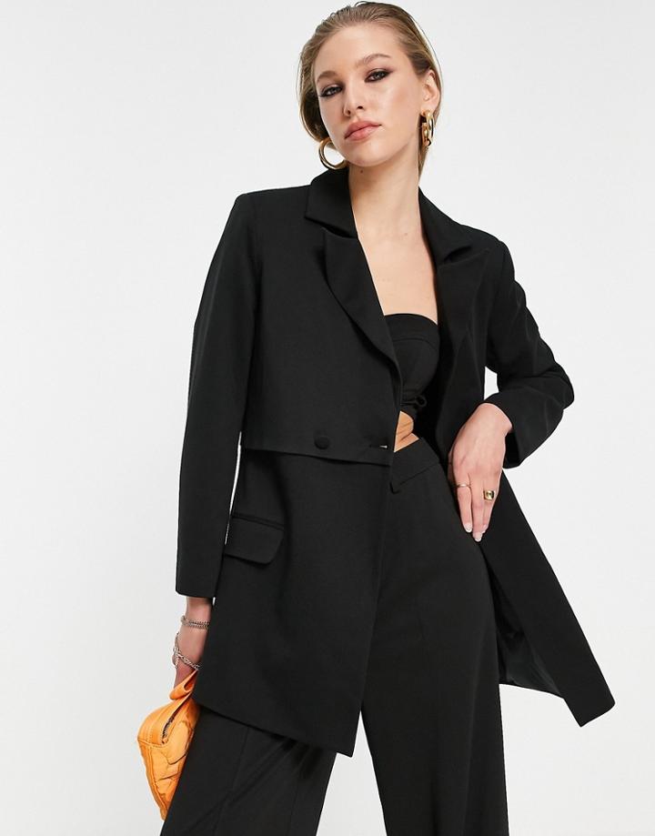 Extro & Vert Oversized Blazer With Panel In Black