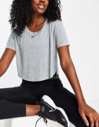 Nike Training Dri-fit One Scoop Neck Crop Short Sleeve Top In Gray