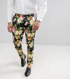 Asos Design Plus Super Skinny Pants In Navy Floral Print - Navy