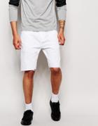 Asos Denim Shorts In Stretch Slim With Raw Hem - White