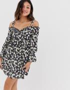 Asos Design Bardot Smock Sundress In Daisy Print-multi