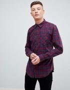 New Look Regular Fit Shirt In Burgundy Check - Pink