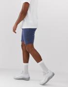 Asos Design Skinny Smart Shorts In Indigo Texture - Navy