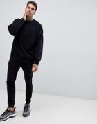 Asos Design Tracksuit Oversized Sweatshirt/super Skinny Jogger - Black