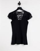 Lipsy Lace Sleeve Top In Black