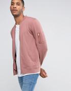 Asos Ma1 Jersey Bomber Jacket In Pink - Pink