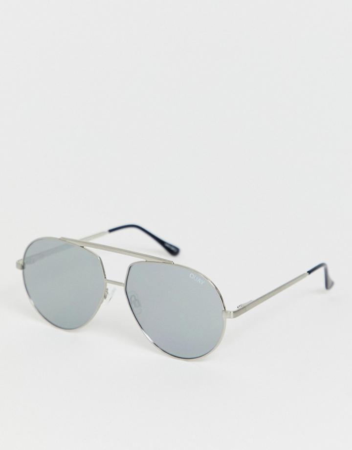 Quay Australia Blaze Aviator Sunglasses In Silver - Silver
