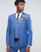 Asos Wedding Super Skinny Suit Jacket In Blue - Blue