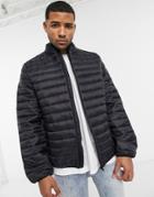 Asos Design Light Weight Puffer Jacket With Stand Collar In Black