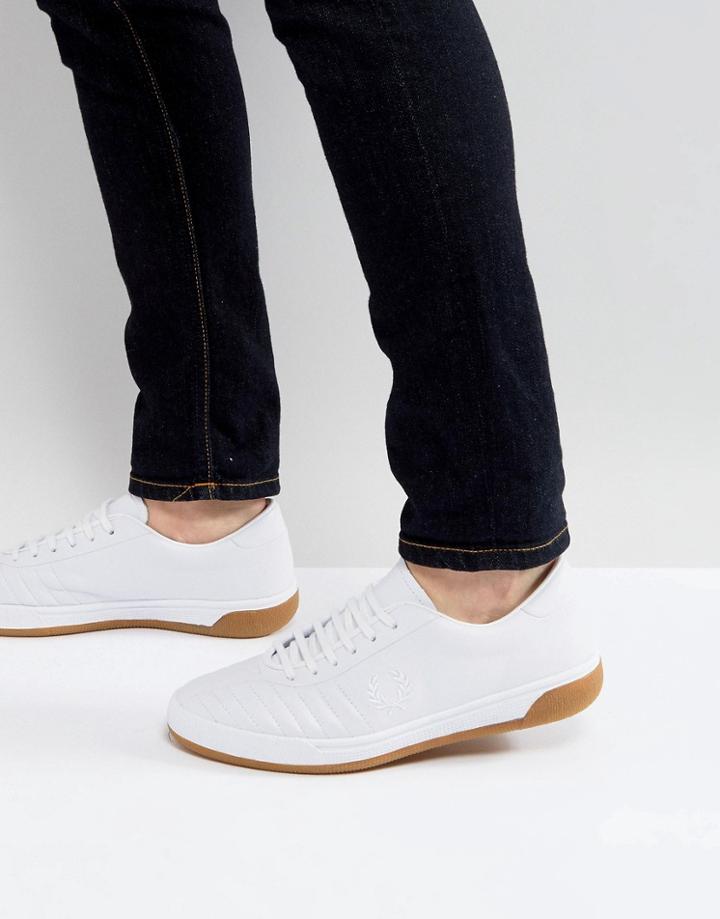 Fred Perry B1 Sports Authentic Quilted Leather Tennis Sneakers In White - White
