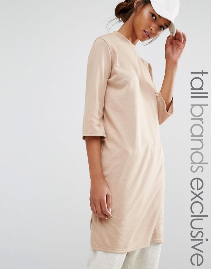 Daisy Street Tall Oversized Tee With Side Splits - Tan