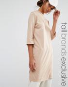 Daisy Street Tall Oversized Tee With Side Splits - Tan