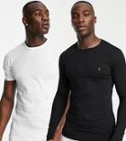 French Connection Tall 2 Pack Crew Neck T-shirt In Black & White-multi