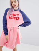 Lazy Oaf Don't Bother Sweater Dress With Raglan Sleeves - Pink