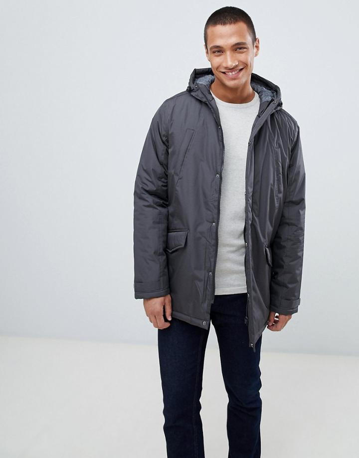Threadbare Hooded Parka Jacket - Gray