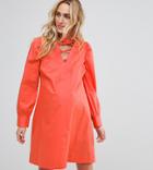 Asos Maternity Dress With Lattice Front - Orange