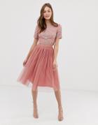 Lace & Beads Tulle Skirt Two-piece In Terracotta - Orange