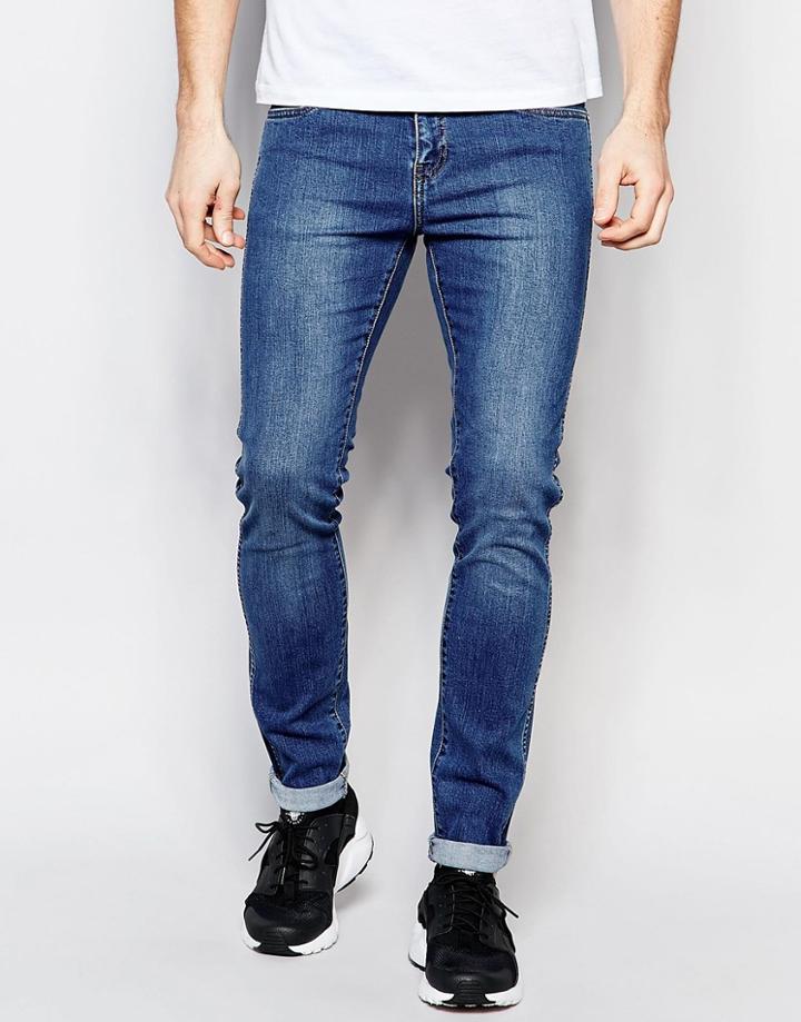 Dr Denim Snap Skinny Jeans Mid Wash Blue - Mid Wash Blue