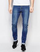 Dr Denim Snap Skinny Jeans Mid Wash Blue - Mid Wash Blue