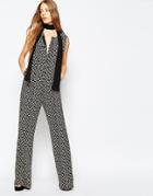 Sportmax Code Sleeveless Flare Jumpsuit In Black Print - 001 Black