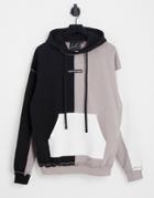 The Couture Club Oversized Pullover Hoodie In Gray And Black Splicing - Part Of A Set-multi