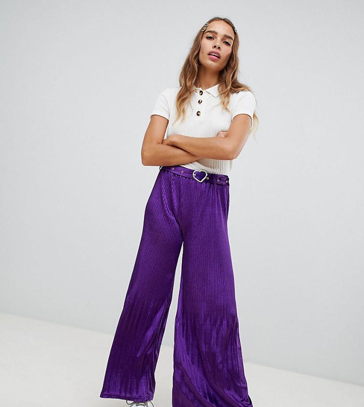 Cli Cli By Clio Peppiatt Flared Pants In Velvet - Purple