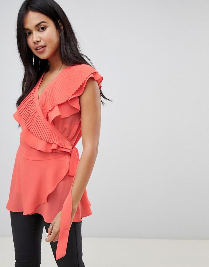 Vero Moda Ruffle Wrap Blouse - Pink