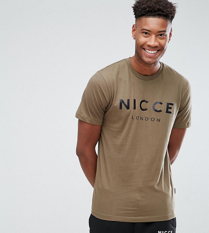 Nicce London Tall Logo T-shirt In Green - Green