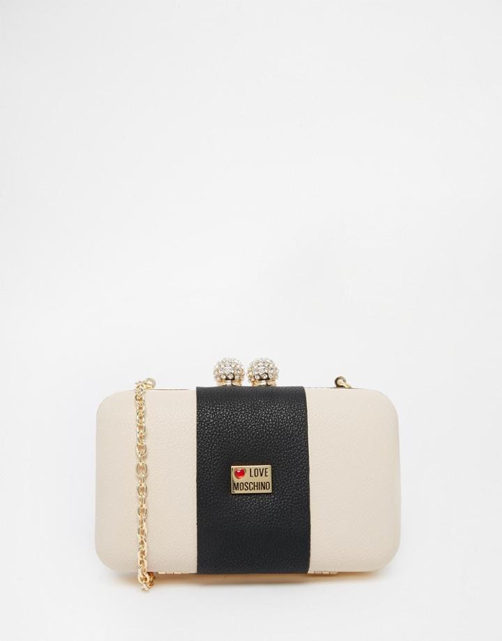 Love Moschino Clutch With Metal Flower Detail