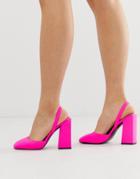 Asos Design Pivot Slingback High Heels In Neon Pink - Pink