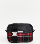 Asos Design X Laquan Smith Leather Cross Body Bag With Check Panel - Multi