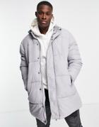 New Look Longline Puffer In Gray