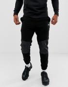Bershka Cuffed Jogger In Black With Panels - Black