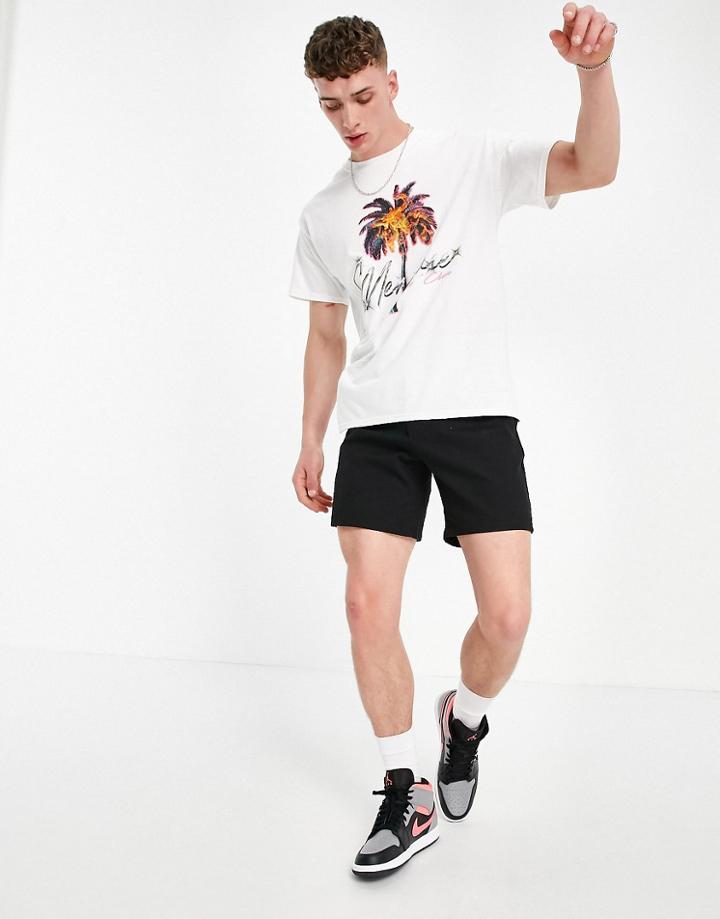 Mennace Oversized T-shirt In White With Photographic Chest Print