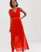 Y.a.s Pleated Wrap Maxi Dress-red