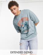 Asos Design Oversized T-shirt In Light Blue With Houston Varsity Front Print