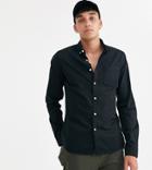 Asos Design Tall Stretch Slim Organic Denim Shirt In Black