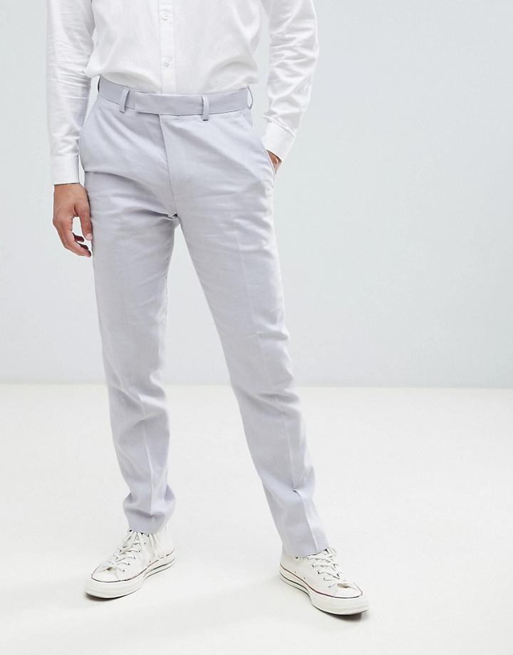 French Connection Wedding Linen Slim Fit Pants-gray