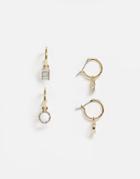 Pieces Two Pack Gold Drop Earrings