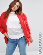 Asos Curve Oversized Bomber Jacket - Red